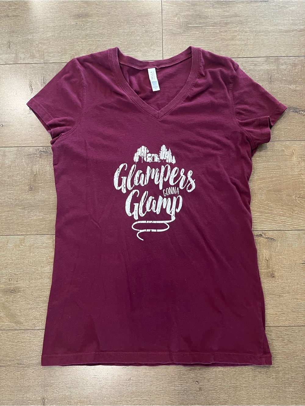 Bella + Canvas Burgundy V-Neck 'Glampers Gonna Glamp' Graphic Tee